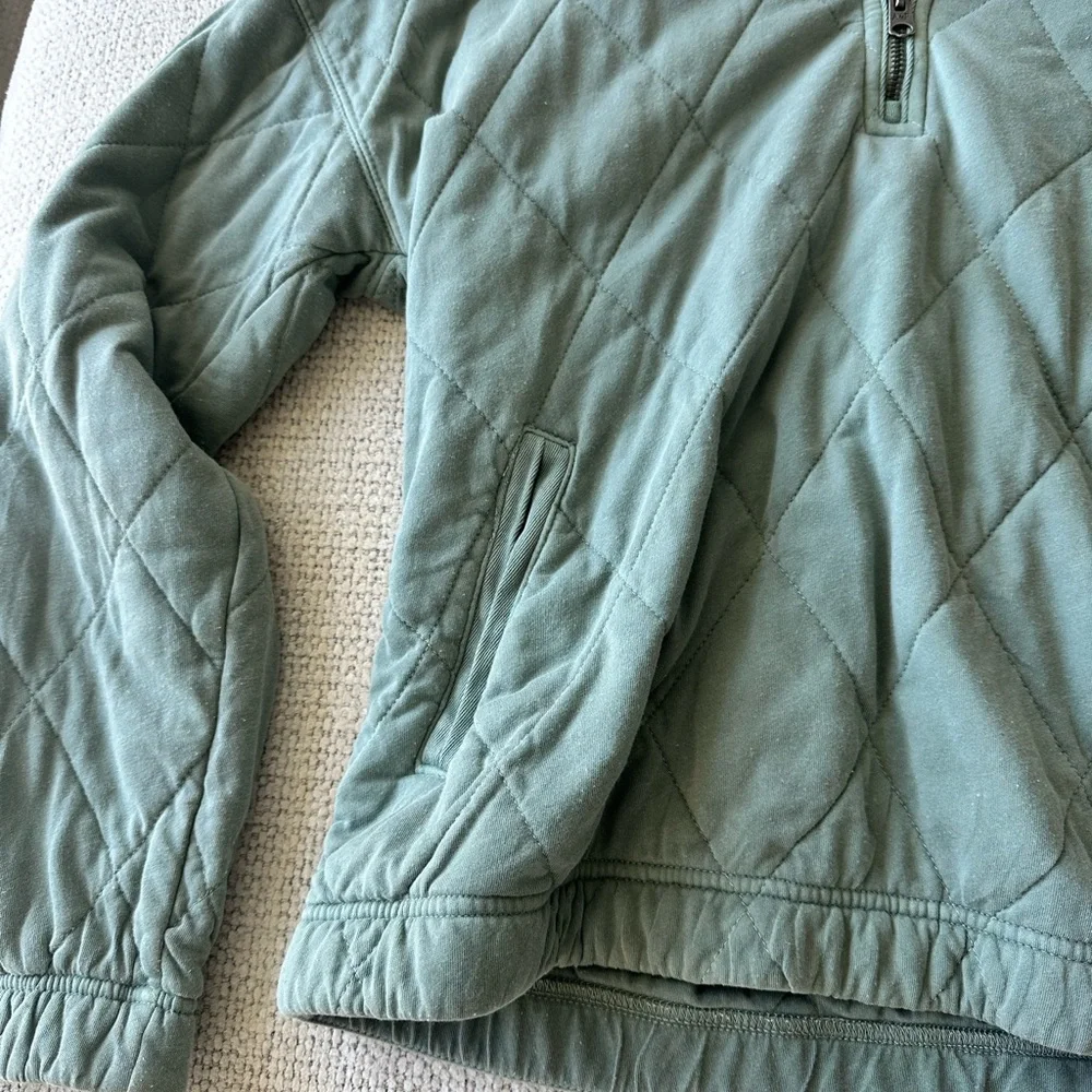Abercrombie & Fitch Green Quilted Quarter-Zip Size M - Picture 3 of 4